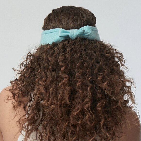 Lele Sadoughi Bow Tie Visor Terry Cloth Summer Sun Hat Aqua Blue - Picture 3 of 6